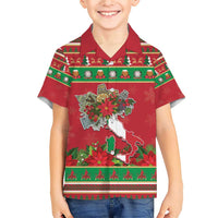 Italy Christmas Family Matching Short Sleeve Bodycon Dress and Hawaiian Shirt Italian Map Poinsettia - Wonder Print Shop