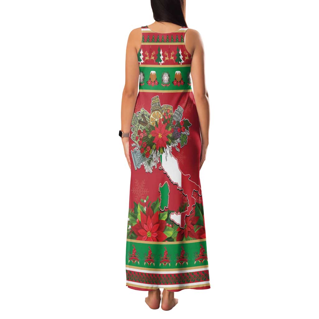 Italy Christmas Family Matching Tank Maxi Dress and Hawaiian Shirt Italian Map Poinsettia - Wonder Print Shop