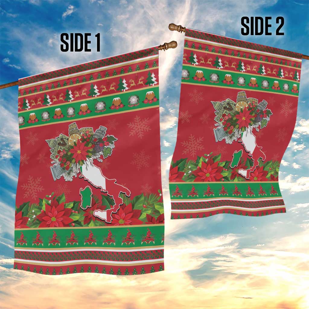 Italy Christmas Garden Flag Italian Map Poinsettia - Wonder Print Shop