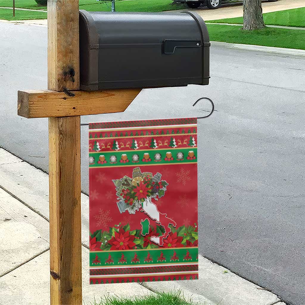 Italy Christmas Garden Flag Italian Map Poinsettia - Wonder Print Shop