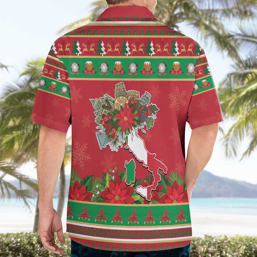 Italy Christmas Hawaiian Shirt Italian Map Poinsettia - Wonder Print Shop