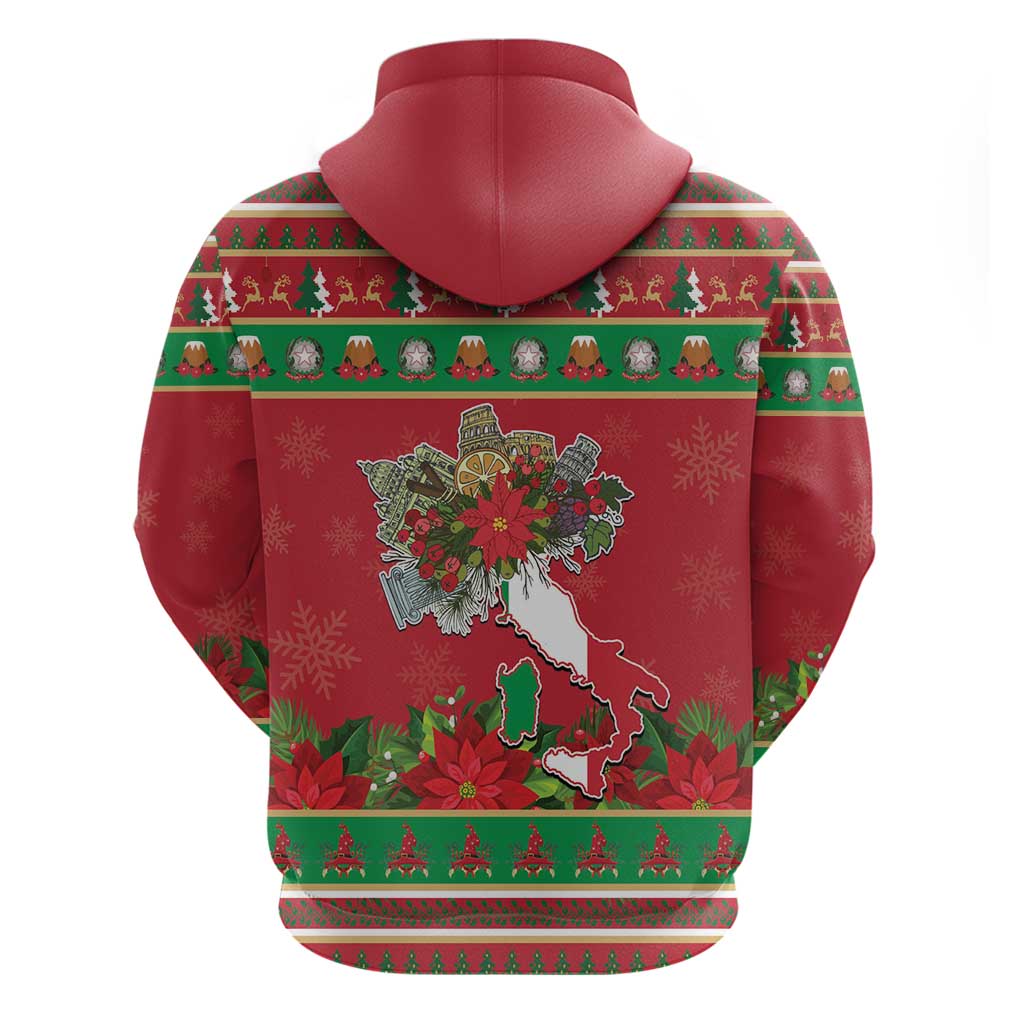 Italy Christmas Hoodie Italian Map Poinsettia - Wonder Print Shop