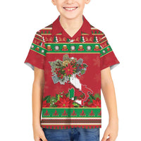 Italy Christmas Kid Hawaiian Shirt Italian Map Poinsettia - Wonder Print Shop