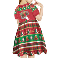 Italy Christmas Kid Short Sleeve Dress Italian Map Poinsettia - Wonder Print Shop