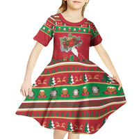 Italy Christmas Kid Short Sleeve Dress Italian Map Poinsettia - Wonder Print Shop