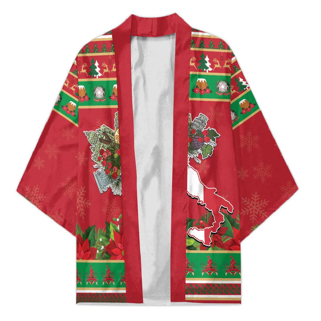 Italy Christmas Kimono Italian Map Poinsettia - Wonder Print Shop