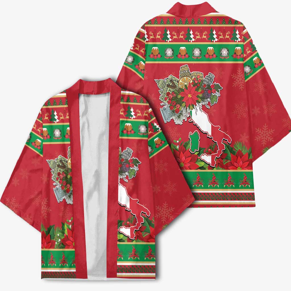 Italy Christmas Kimono Italian Map Poinsettia - Wonder Print Shop