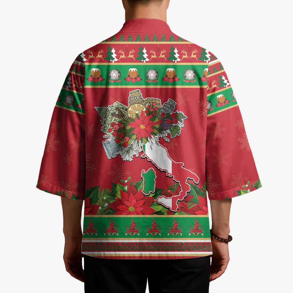 Italy Christmas Kimono Italian Map Poinsettia - Wonder Print Shop
