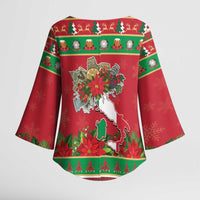 Italy Christmas Kimono Sleeve Blouse Italian Map Poinsettia - Wonder Print Shop