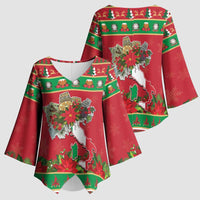 Italy Christmas Kimono Sleeve Blouse Italian Map Poinsettia - Wonder Print Shop