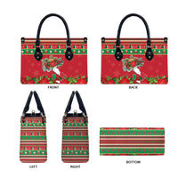 Italy Christmas Leather Bag Italian Map Poinsettia - Wonder Print Shop