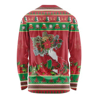 Italy Christmas Long Sleeve Shirt Italian Map Poinsettia - Wonder Print Shop