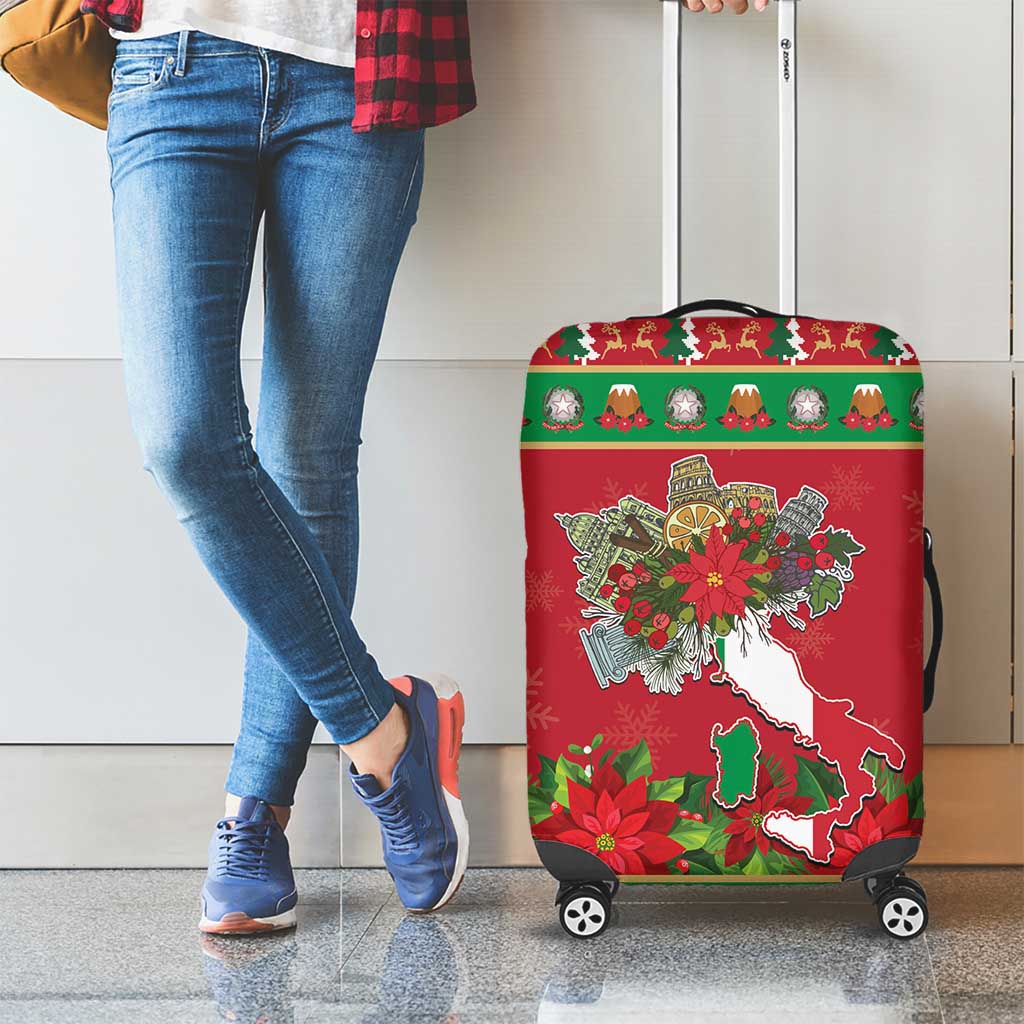 Italy Christmas Luggage Cover Italian Map Poinsettia - Wonder Print Shop