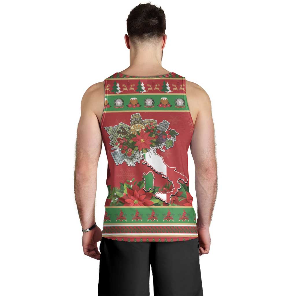 Italy Christmas Men Tank Top Italian Map Poinsettia - Wonder Print Shop