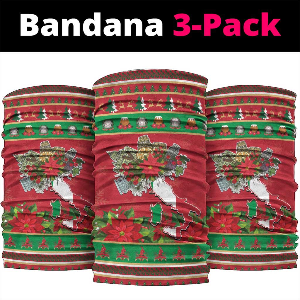 Italy Christmas Neck Gaiter Italian Map Poinsettia - Wonder Print Shop