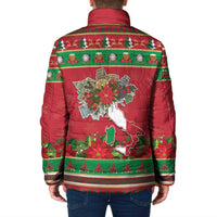 Italy Christmas Padded Jacket Italian Map Poinsettia - Wonder Print Shop