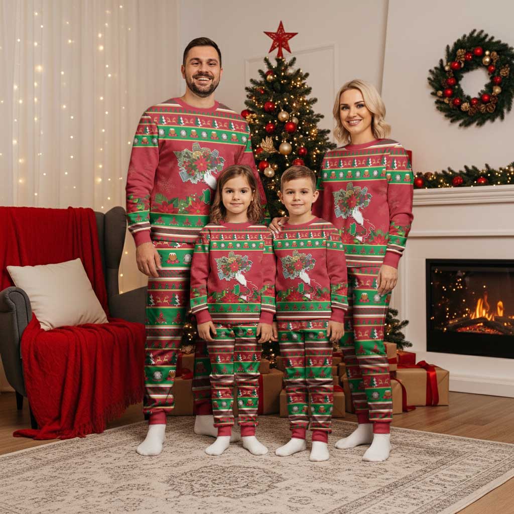 Italy Christmas Pajama Set Italian Map Poinsettia - Wonder Print Shop