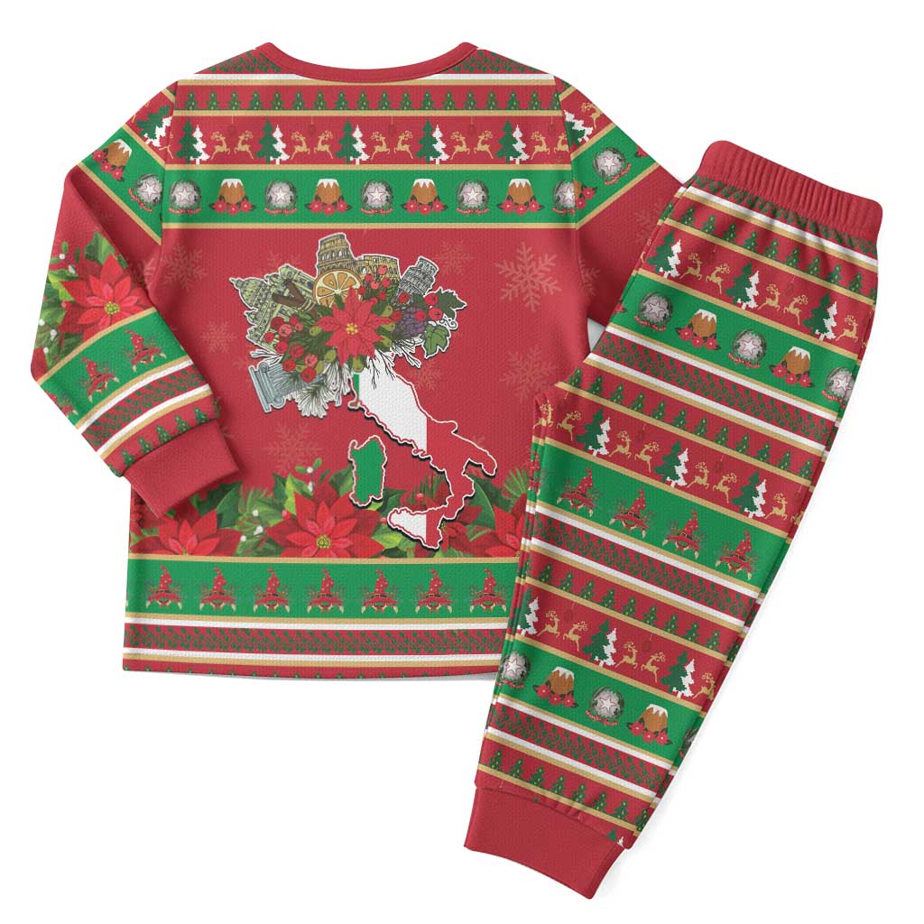 Italy Christmas Pajama Set Italian Map Poinsettia - Wonder Print Shop