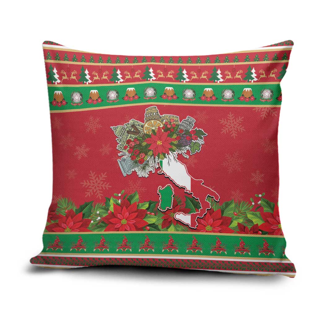 Italy Christmas Pillow Cover Italian Map Poinsettia - Wonder Print Shop