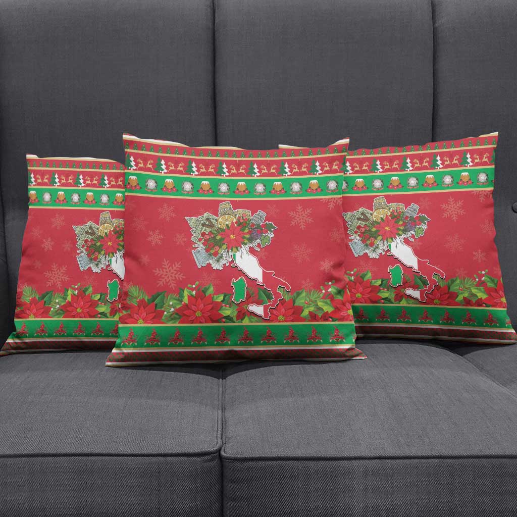 Italy Christmas Pillow Cover Italian Map Poinsettia - Wonder Print Shop
