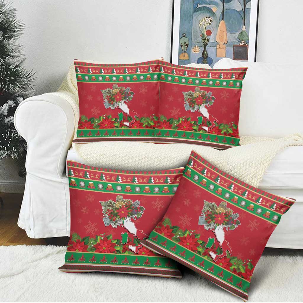Italy Christmas Pillow Cover Italian Map Poinsettia - Wonder Print Shop