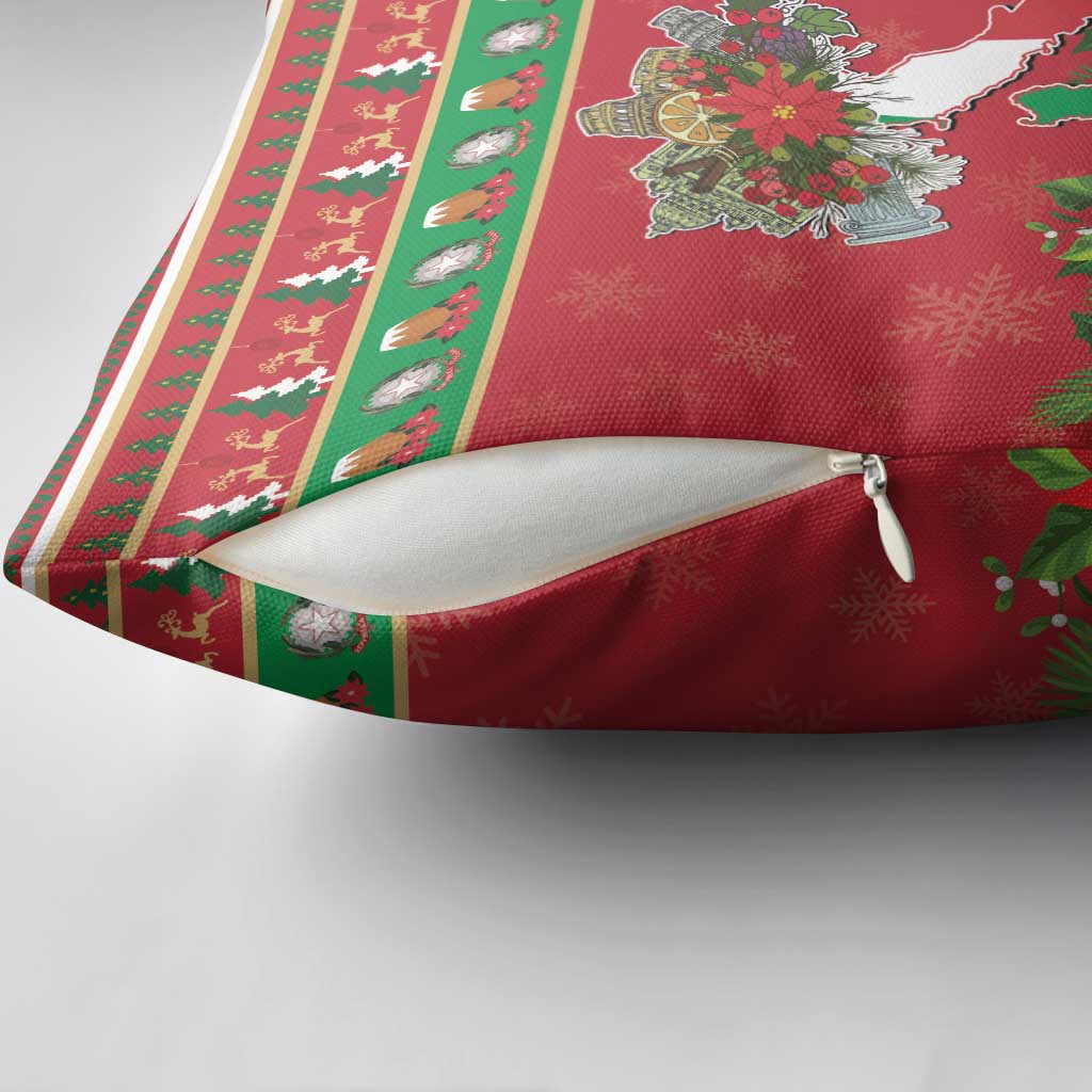 Italy Christmas Pillow Cover Italian Map Poinsettia - Wonder Print Shop