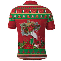 Italy Christmas Polo Shirt Italian Map Poinsettia - Wonder Print Shop