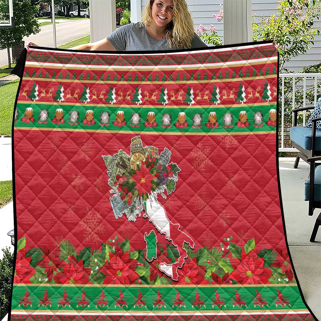 Italy Christmas Quilt Italian Map Poinsettia - Wonder Print Shop