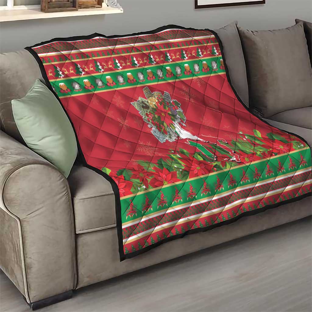 Italy Christmas Quilt Italian Map Poinsettia - Wonder Print Shop