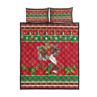 Italy Christmas Quilt Bed Set Italian Map Poinsettia - Wonder Print Shop