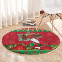 Italy Christmas Round Carpet Italian Map Poinsettia - Wonder Print Shop