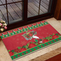 Italy Christmas Rubber Doormat Italian Map Poinsettia - Wonder Print Shop