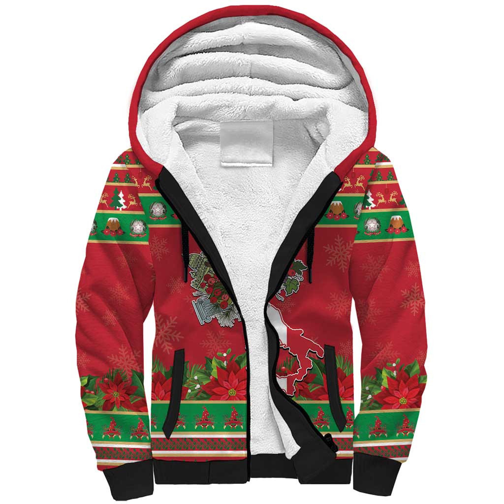 Italy Christmas Sherpa Hoodie Italian Map Poinsettia - Wonder Print Shop
