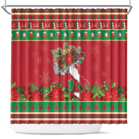 Italy Christmas Shower Curtain Italian Map Poinsettia - Wonder Print Shop