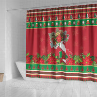 Italy Christmas Shower Curtain Italian Map Poinsettia - Wonder Print Shop