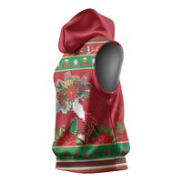 Italy Christmas Sleeveless Hoodie Italian Map Poinsettia - Wonder Print Shop