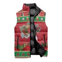 Italy Christmas Sleeveless Puffer Jacket Italian Map Poinsettia - Wonder Print Shop