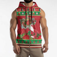 Italy Christmas Sleeveless Zip Hoodie Italian Map Poinsettia - Wonder Print Shop