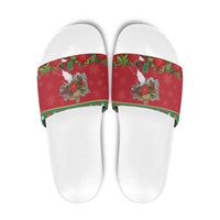 Italy Christmas Slide Sandals Italian Map Poinsettia - Wonder Print Shop