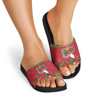 Italy Christmas Slide Sandals Italian Map Poinsettia - Wonder Print Shop