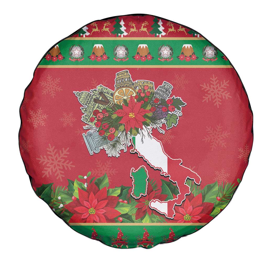 Italy Christmas Spare Tire Cover Italian Map Poinsettia - Wonder Print Shop