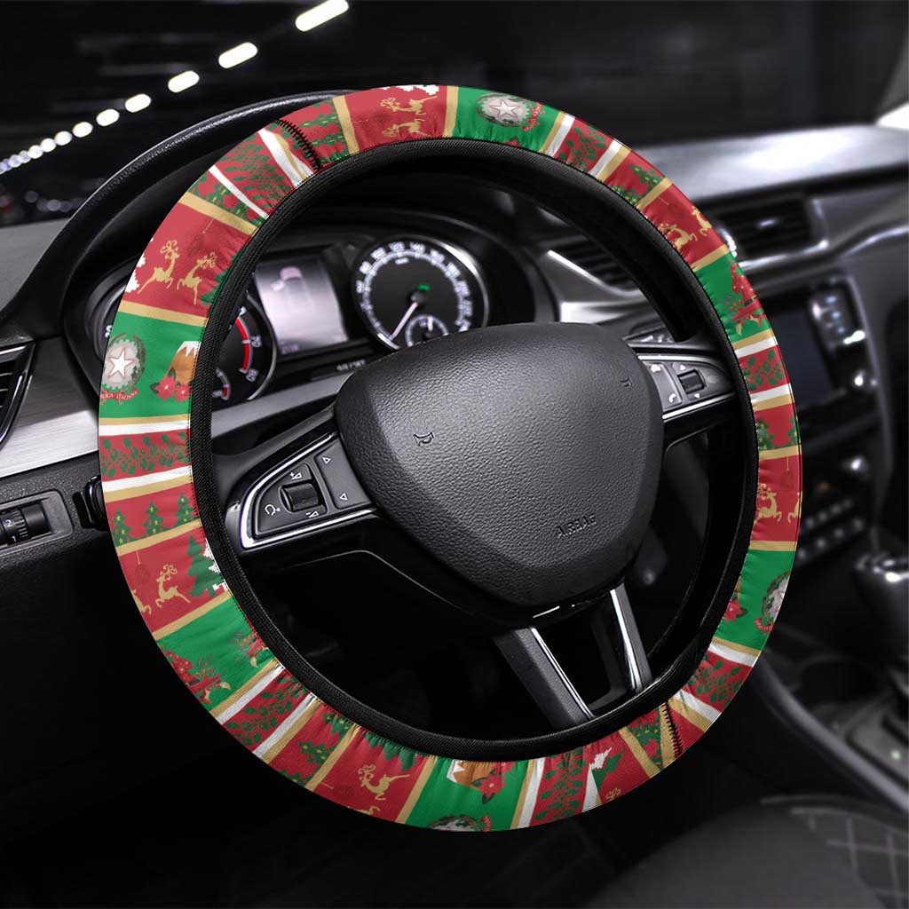Italy Christmas Steering Wheel Cover Italian Map Poinsettia - Wonder Print Shop