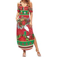 Italy Christmas Summer Maxi Dress Italian Map Poinsettia - Wonder Print Shop