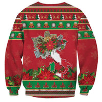 Italy Christmas Sweatshirt Italian Map Poinsettia - Wonder Print Shop