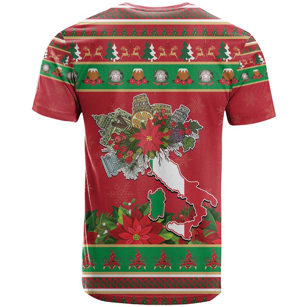 Italy Christmas T Shirt Italian Map Poinsettia - Wonder Print Shop