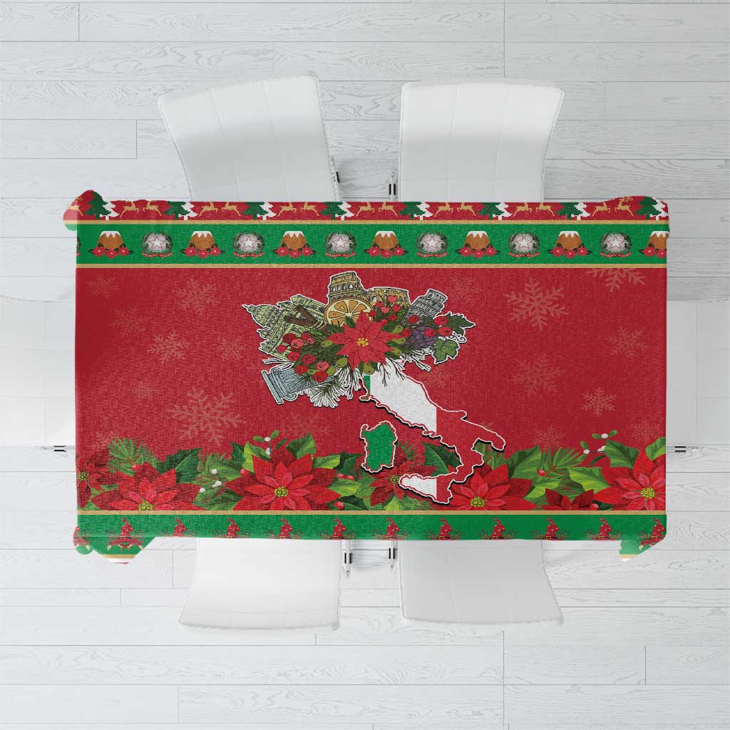 Italy Christmas Tablecloth Italian Map Poinsettia - Wonder Print Shop