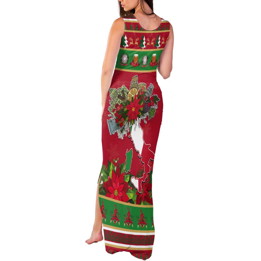 Italy Christmas Tank Maxi Dress Italian Map Poinsettia - Wonder Print Shop