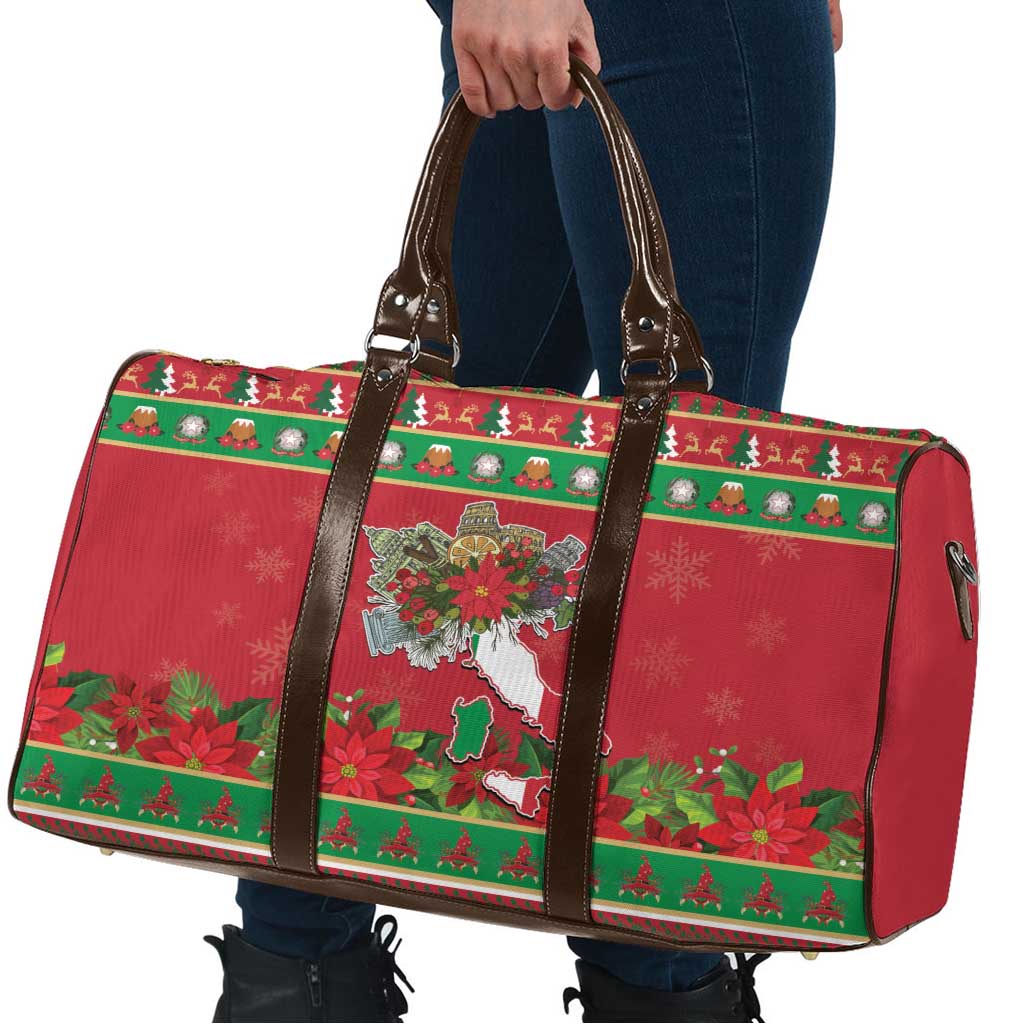 Italy Christmas Travel Bag Italian Map Poinsettia - Wonder Print Shop