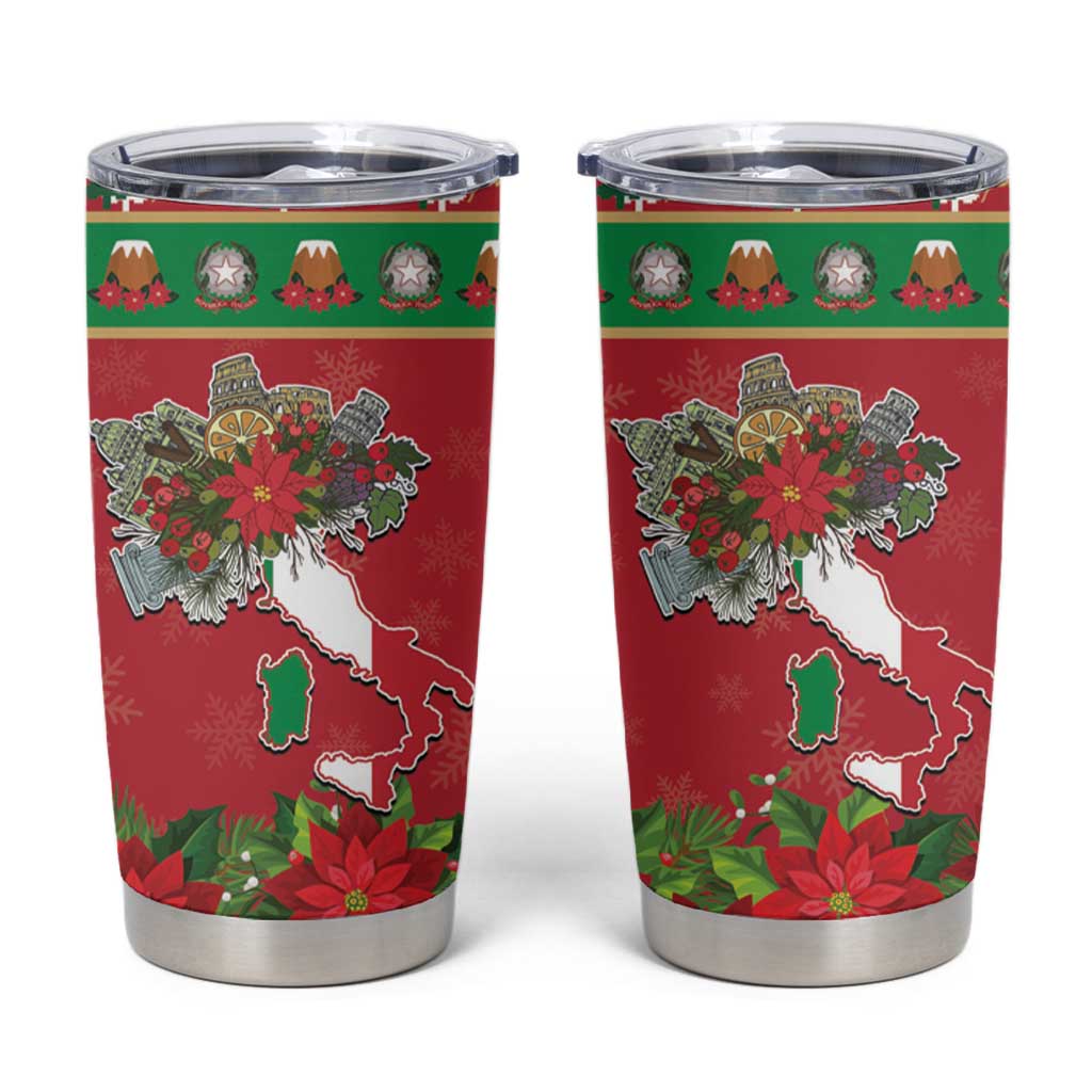 Italy Christmas Tumbler Cup Italian Map Poinsettia - Wonder Print Shop