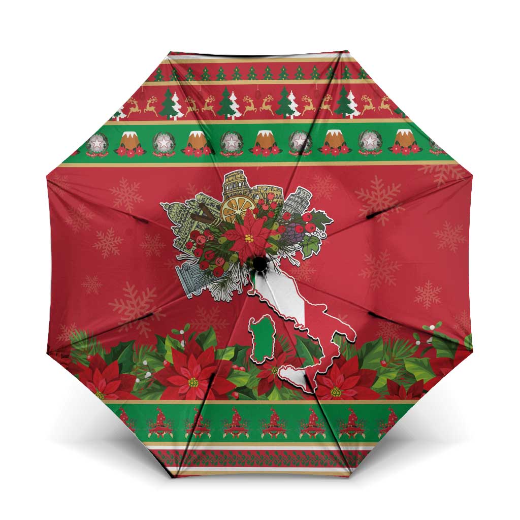 Italy Christmas Umbrella Italian Map Poinsettia - Wonder Print Shop